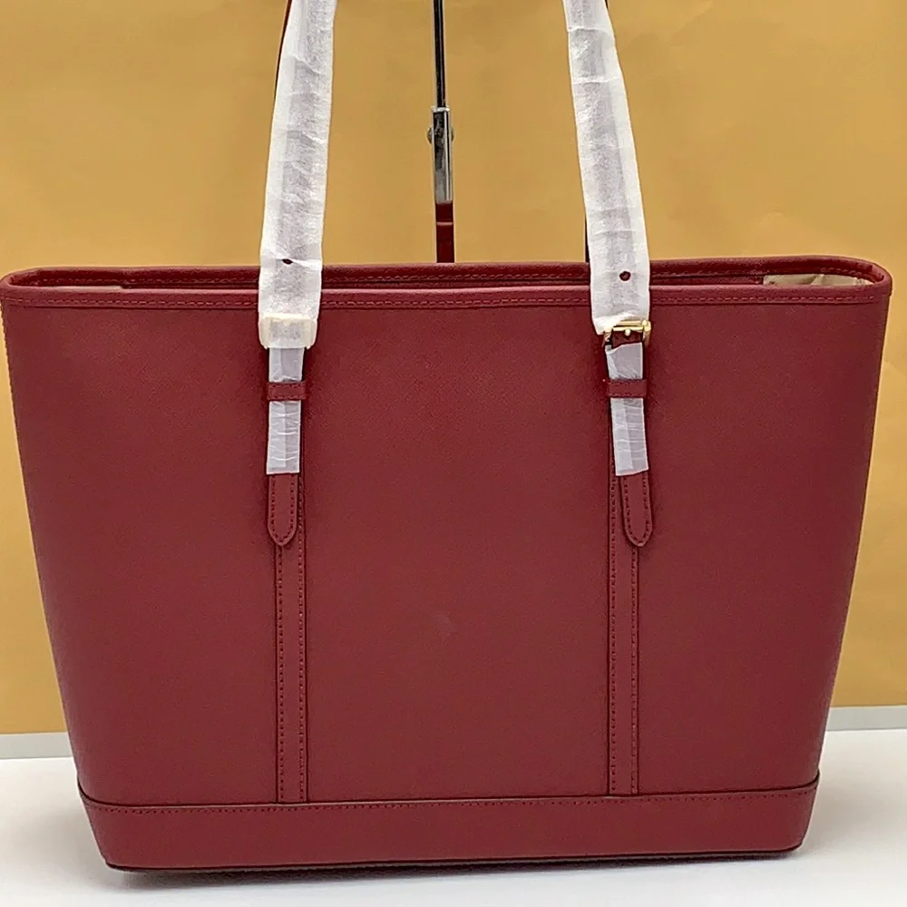 MICHAEL KORS 
Large Top Zip Shoulder Saffiano Leather Tote Bag Dark Cherry - Picture 12 of 15